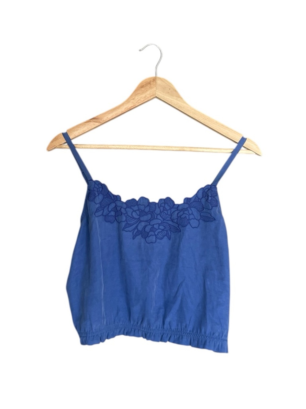 Aerie OFFLINE  Blue Floral-Embroidered Spaghetti Strap Cami
